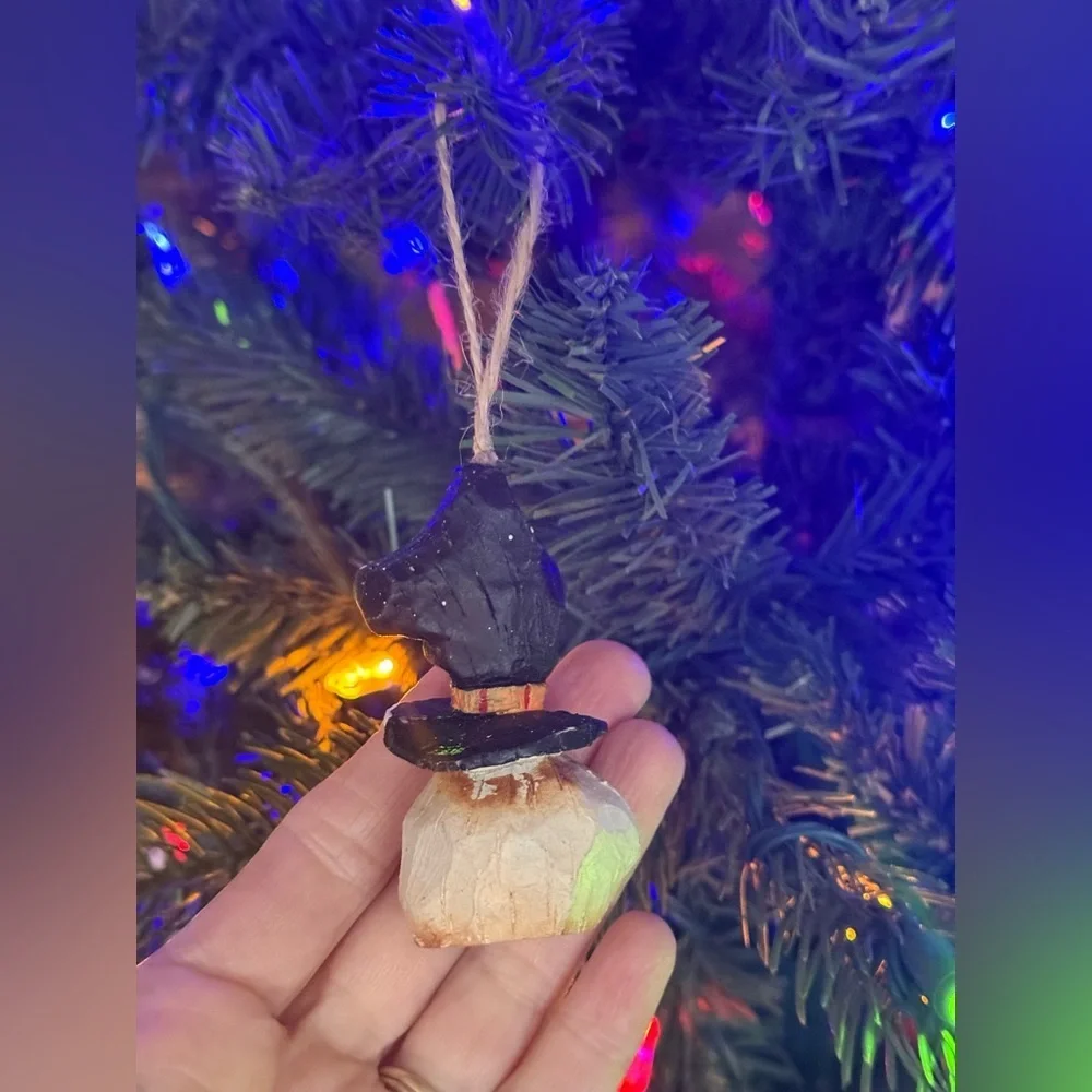 Vintage 1980’s Charming Snowman Ornament with Black Hat